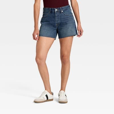 Women's Mid-Rise 90's Baggy Denim Shorts - Universal Thread™ Dark Wash 14