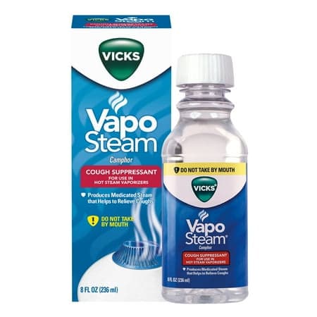 Vicks VapoSteam Cough Suppressant Liquid, Original Scent with Camphor, for Humidifiers and Vaporizers, 8 fl oz, VIN008V1