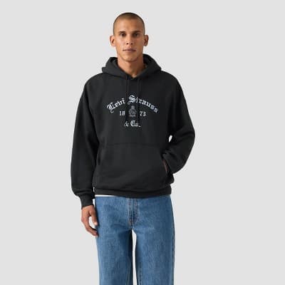 Levi's Men's Relaxed Fit Pullover Hooded Sweatshirt - Black XL