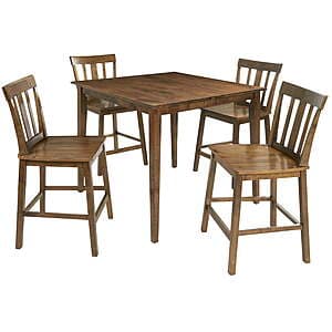 Mainstays 5-Piece Solid Wood Counter Height Dining Set - Cherry