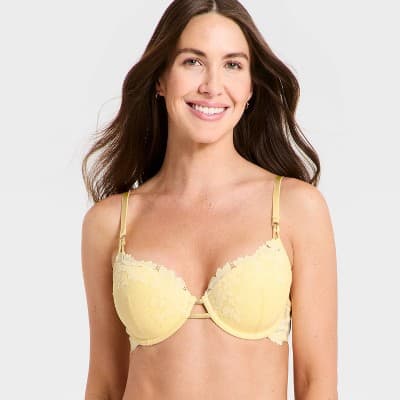 Women's Lace Lightly Lined Demi Bra - Auden™ Yellow 36C