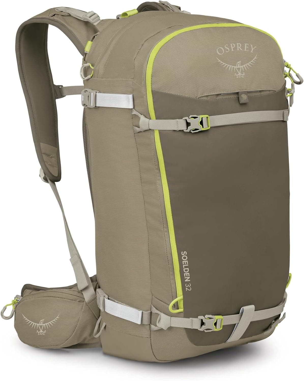 Osprey Soelden 32L Ski and Snowboard Backpack - Avalanche Gear Carry - Lightweight Backcountry Backpack for Men - Ski & Snowboard Carry - Made with 100% Recycled Nylon, Olive Tan