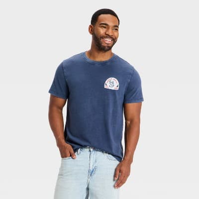 Men's Short Sleeve 4th of July Summer Graphic T-Shirt - Goodfellow & Co™ Navy Blue M
