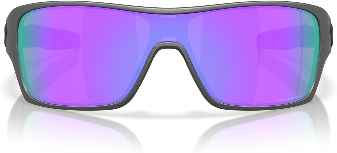 Oakley Sunglasses for Men - OO9307 Turbine Rotor Rectangular Sunglasses PRIZM Lenses - Matte Steel/PRIZM Violet Polarized - Size 32