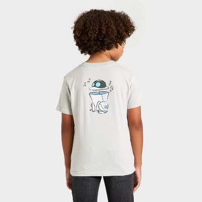 Boys' Astro Bots Short Sleeve Front and Back Graphic T-Shirt - Gray M
