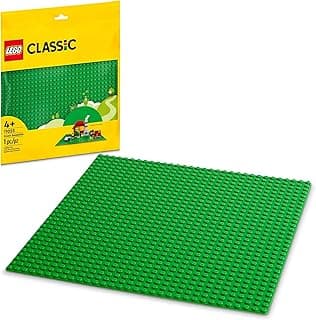 LEGO Classic Green Baseplate, Square 32x32 Stud Foundation to Build, Play, and Display Brick Creations, Great for Grassy Nature Landscapes, 11023
