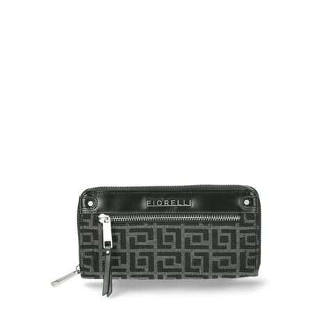 Fiorelli Women’s Kate Large Zipper Wallet, Black Jacquard