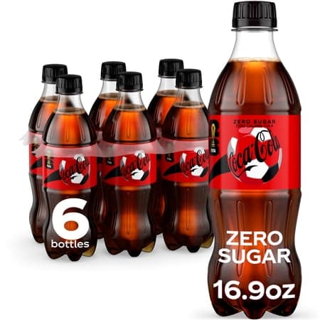 Coca-Cola Zero Sugar Soda Pop Bottles, 16.9 fl oz, 6 pack