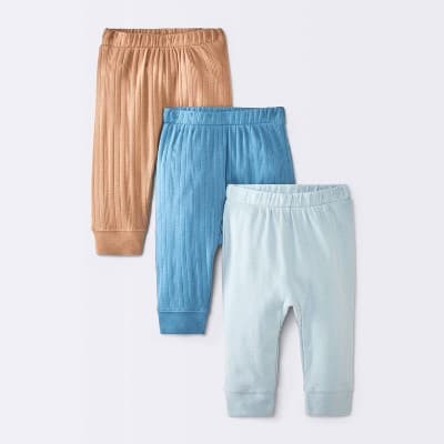 Baby Boys' 3pk Ribbed Pull-On Pants - Cloud Island™ Blue/Brown 6-9M