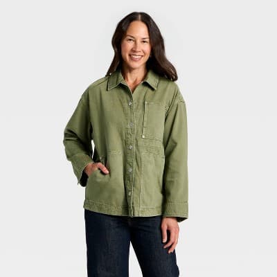Women's Relaxed Barn Denim Coat - Universal Thread™ Green M