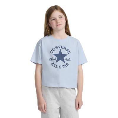 Converse® Girls' Short Sleeve Boxy Fit T-Shirt - Light Blue S
