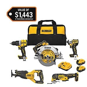 DeWALT 20V MAX XR 5-Tool Cordless Combo Kit - Powerful Tools at a Great Price