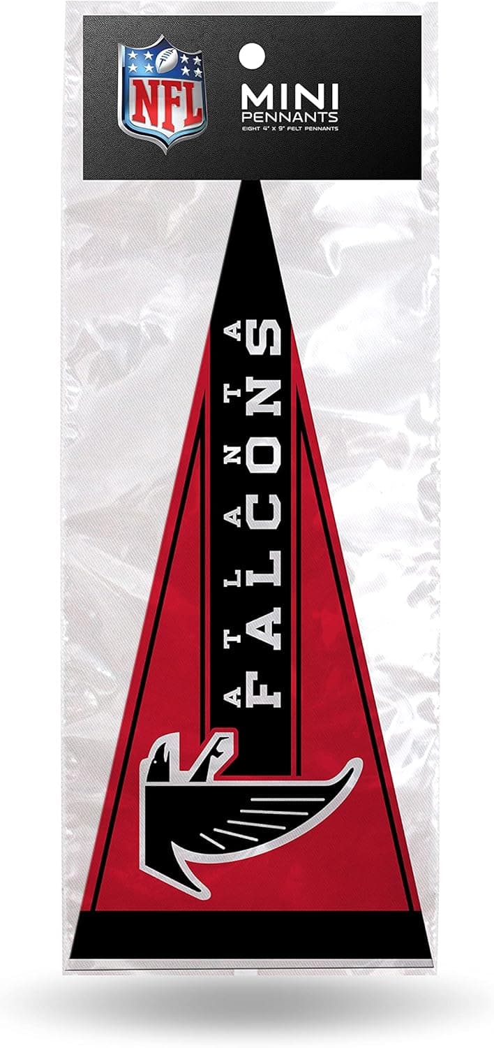 Rico Industries NFL Football Atlanta Falcons Retro 4'' x 9'' Felt Mini Pennant Team Set (Includes 8 Pieces)