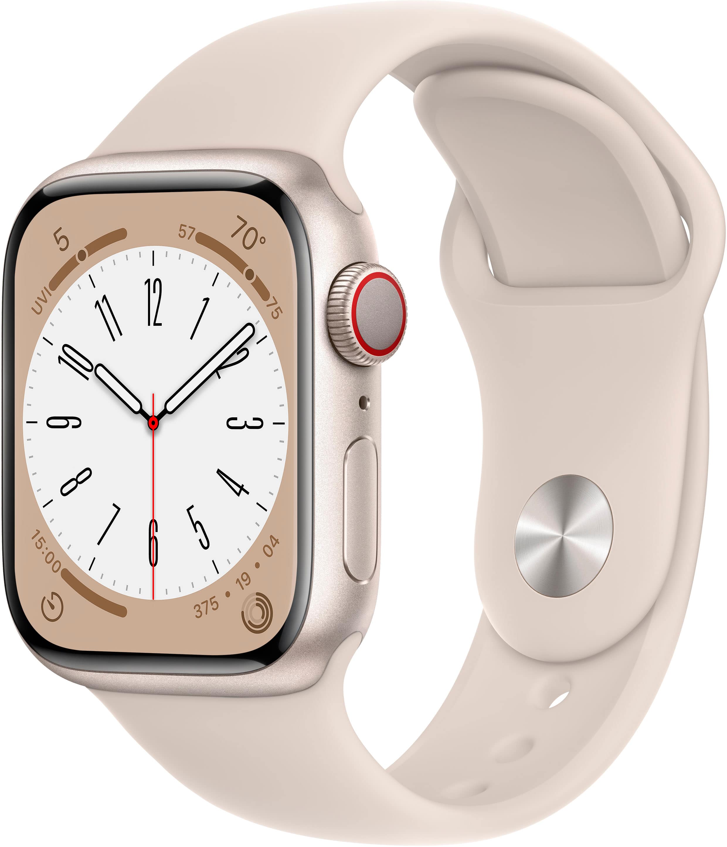 Refurbished Apple Watch Series 8 (GPS + Cellular) 41mm Aluminum Case with Starlight Sport Band - S/M - Starlight - (2022)