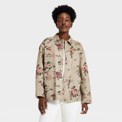Women's Western Chore Coat - Universal Thread™ Khaki Floral M