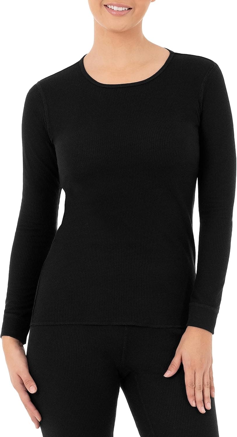 Cozy Thermal Top: Fruit of The Loom Women's Micro Waffle Crew