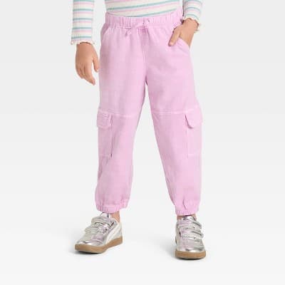 Toddler Girls' Cargo Jogger Pants - Cat & Jack™ Lavender Mauve 12M