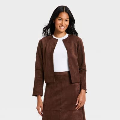 Women's Suede Jacket - A New Day™ Brown S