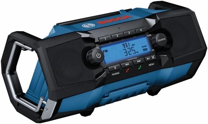 BOSCH GPB18V-2CN 18V Cordless Jobsite Radio with Bluetooth 5.0 - Portable, Durable, Enhanced Bass, USB Charging, AUX Input (Battery Not Included)