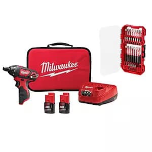 Milwaukee M12 12V Screwdriver Kit with Batteries, Charger & Bits