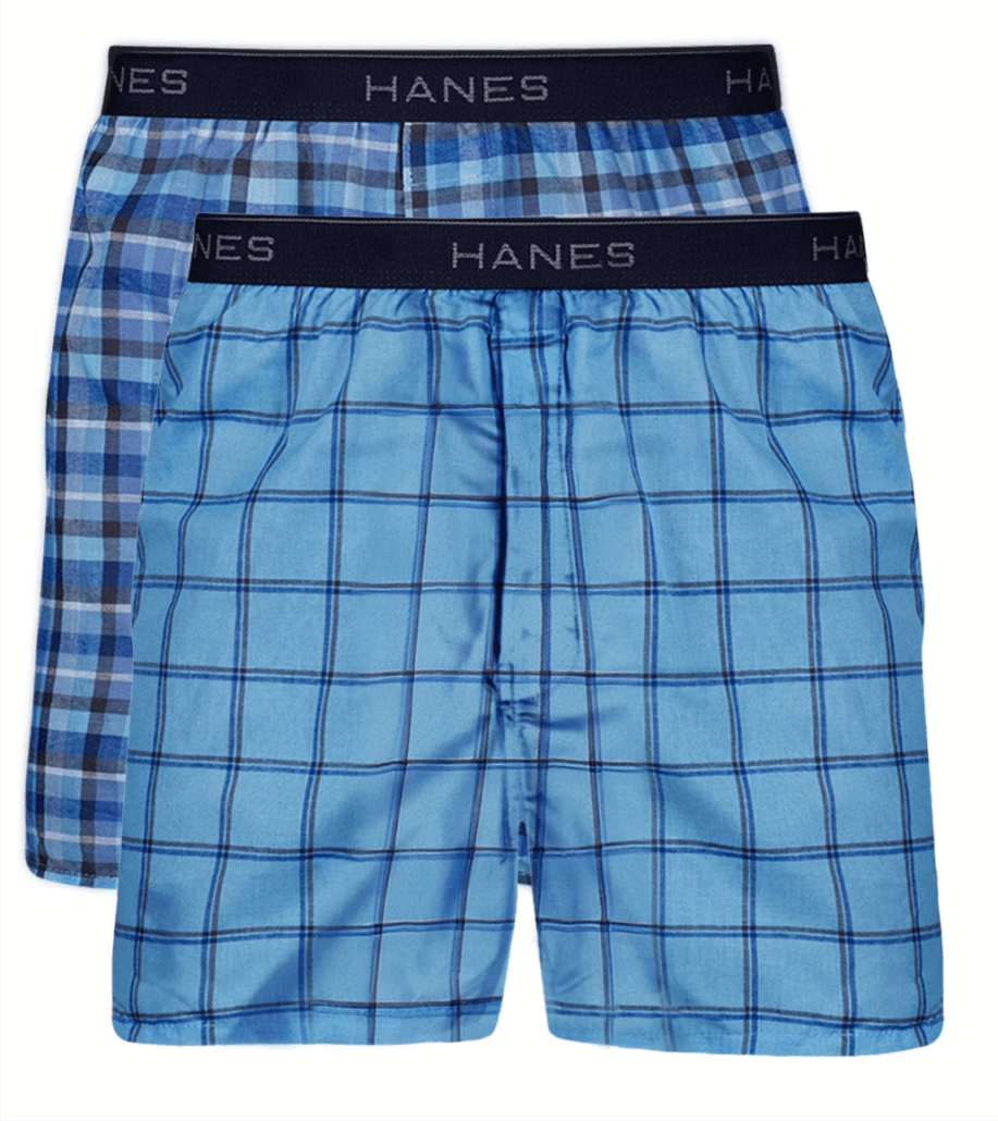 2-Pack Hanes Men's Cotton-Blend Moisture-Wicking Boxers Walmart