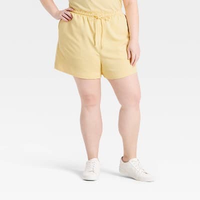 Women's Effortless Shorts - A New Day™ Yellow 1X