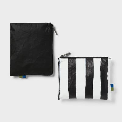 2pk Water Resistant Pouch Packing Bag - Open Story™ Black/White Stripe