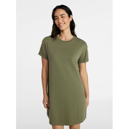 Time and Tru Women's Cotton T-Shirt Dress with Short Sleeves, Sizes XS-XXXL