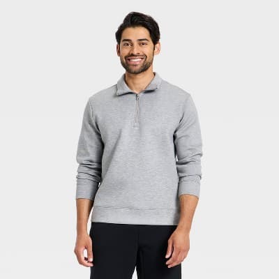 Men's Spacer Half Zip Sweatshirt - All In Motion™ Heathered Gray XL