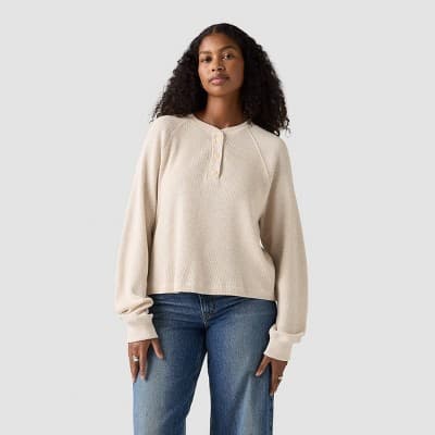 Levi's® Women's Lassen Henley Shirt - Oatmeal Heather XL