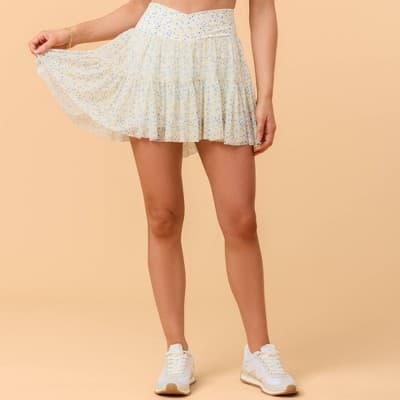 Blogilates Women's Mommy & Me Ballerina Skort - White Floral Print M