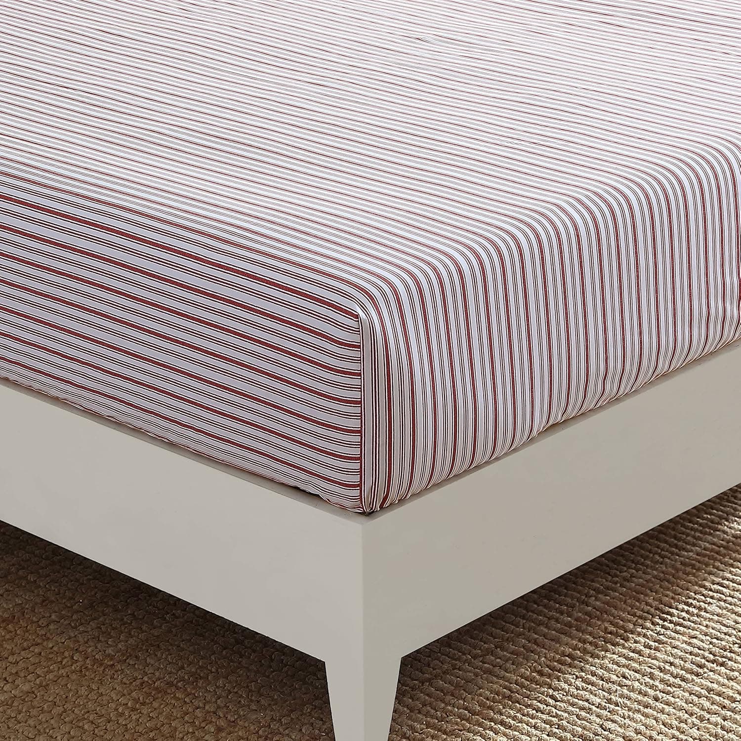 Cozy Comfort: Nautica Coleridge Stripe Red King Fitted Sheet