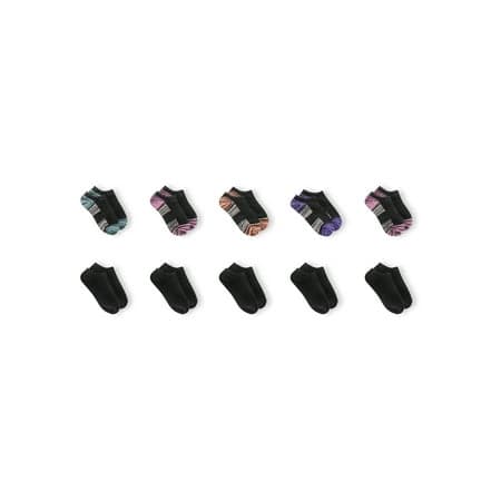 Athletic Works Lightweight No Show Socks (Little Girls and Big Girls), 10 Pack