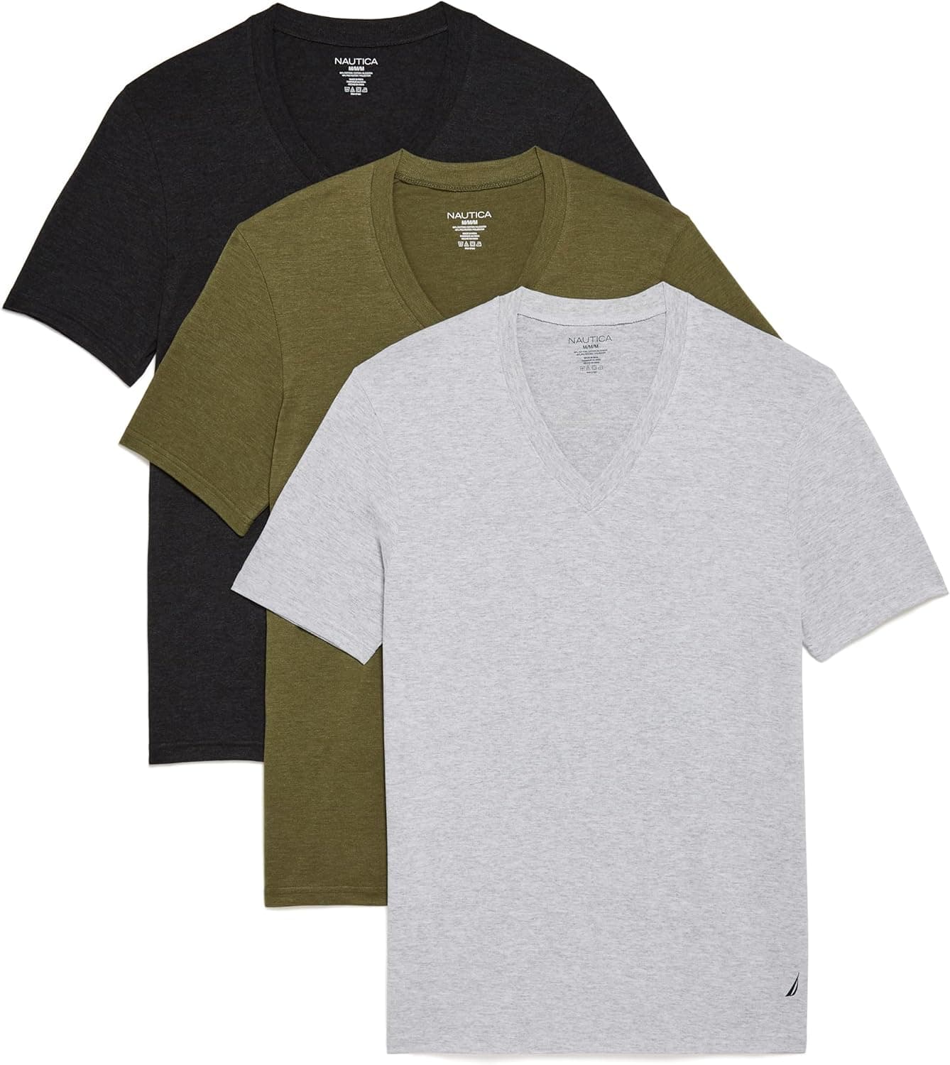 Nautica Men's 3-Pack Soft Cotton V-Neck T-Shirts