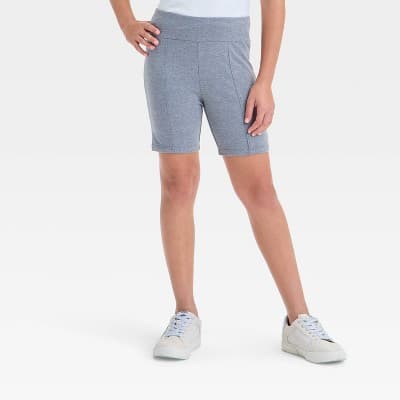 Girls' Long Bike Shorts - art class™ Heather Gray XXL: Slim Fit, Hidden Pocket, Elastic Waistband