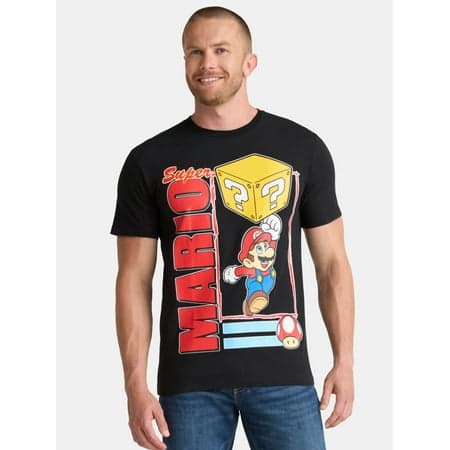 Nintendo Super Mario, Men's & Big Men's Graphic Tee, Mario Jump, Sizes S-3XL