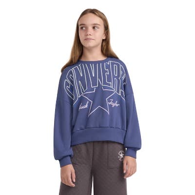 Converse® Girls' French Terry Crewneck Pullover Sweatshirt - Indigo S