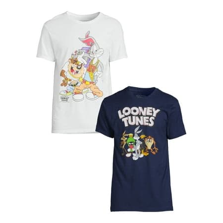 Looney Tunes Men's & Big Men's Graphic Tee Shirts, 2-Pack, S-3XL