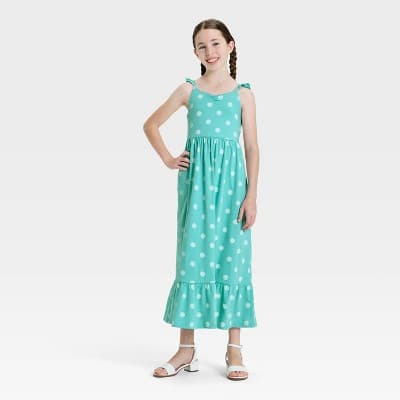 Girls' Polka Dots Maxi Dress - Cat & Jack™ Green M
