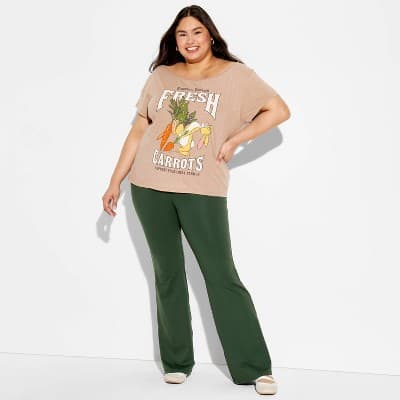Women's Rabbit Off The Shoulder Graphic T-Shirt - Light Brown 3X