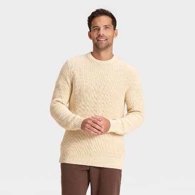 Men's Marled Crewneck Sweater - Goodfellow & Co™ Cream L