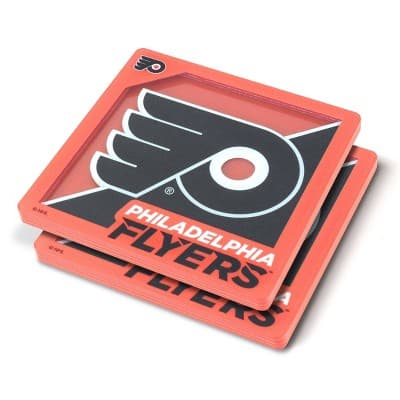 NHL Philadelphia Flyers 3D Logo Series Coasters: Acrylic, 4x4 Inches, Set of 2
