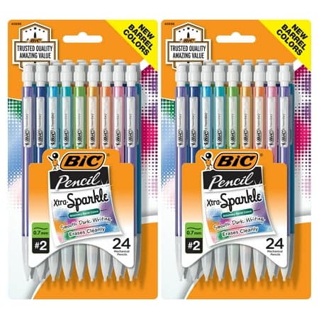 (2 pack) BIC Xtra Sparkle Mechanical Pencil, 0.7 mm, 24 Count