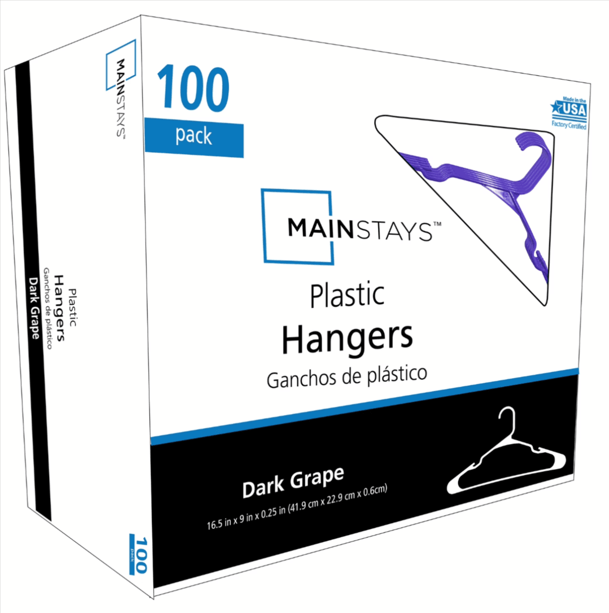 Mainstays 100-Count Plastic Notched Adult Hangers