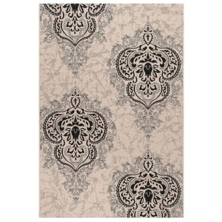 Safavieh Courtyard Penelope Damask Indoor/Outdoor Area Rug, Creme/Black, 5'3" x 7'7"