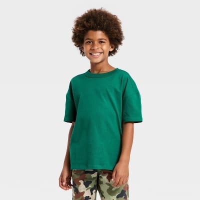 Boys' Short Sleeve Oversized T-Shirt with Racing Back Graphic - Cat & Jack™ Green XXL Husky