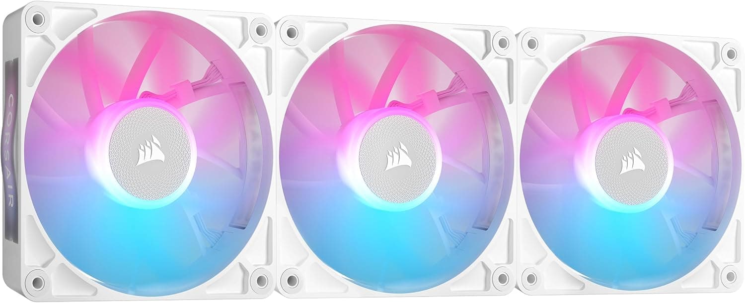 CORSAIR iCUE Link RX120 RGB 120mm PWM Fans with iCUE Link System Hub - Magnetic Dome Bearing - Triple Pack - White