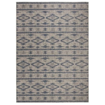 SAFAVIEH Courtyard April Geometric Indoor/Outdoor Area Rug, Grey/Navy, 8' x 10'
