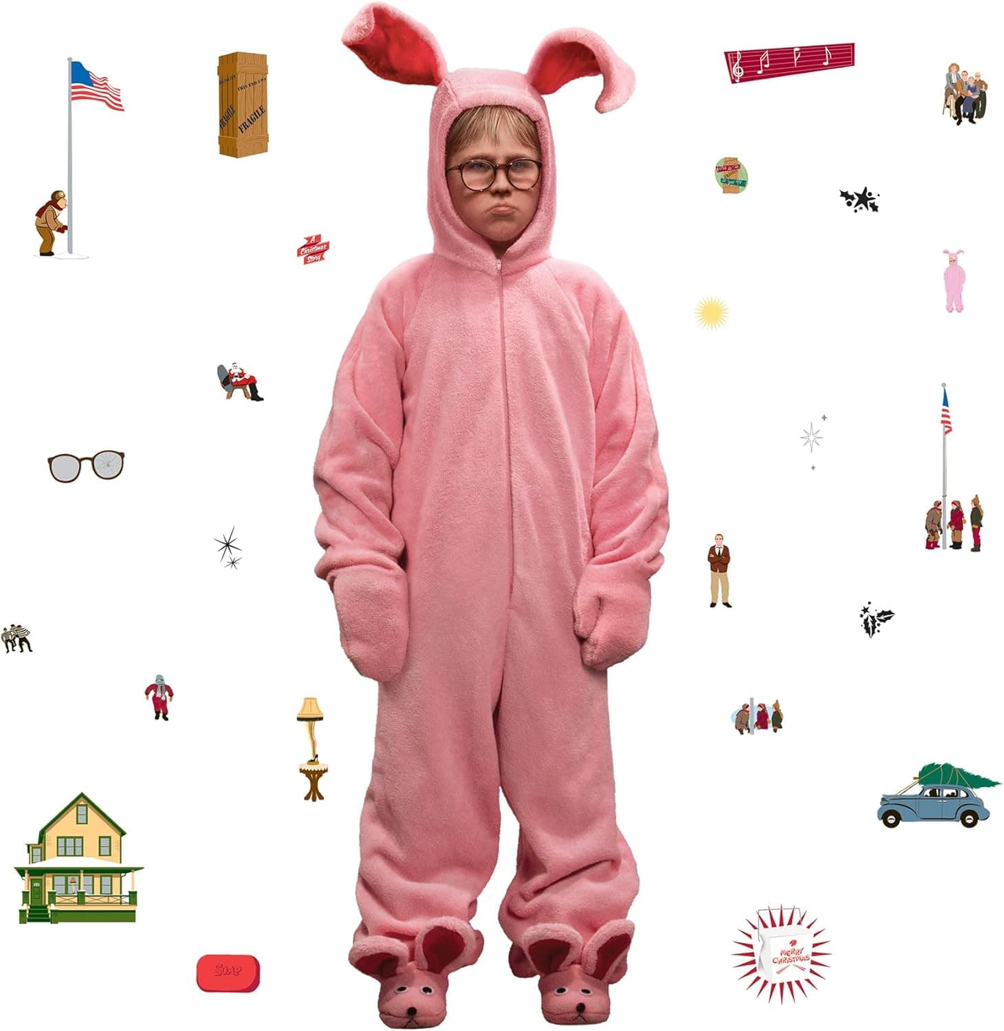 RoomMates A Christmas Story Ralphie Bunny Suit Giant Peel and Stick Wall Decals, RMK5409GM