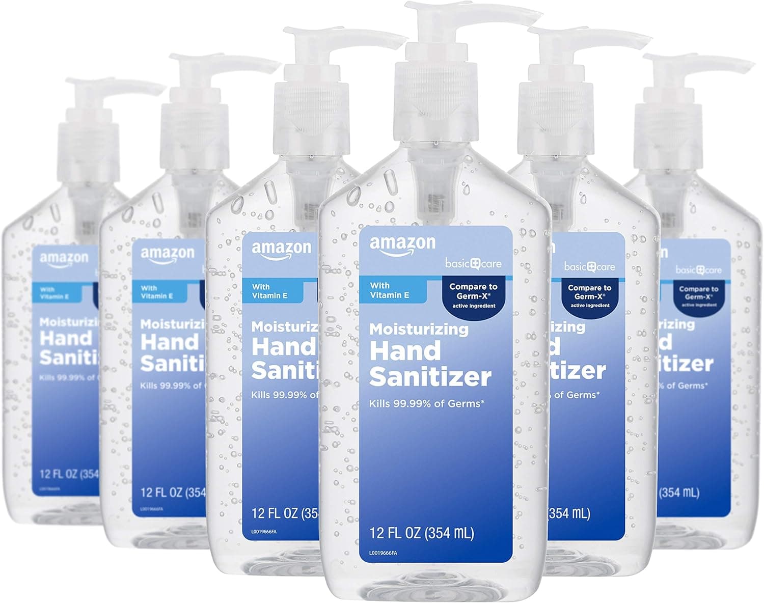 Amazon Basics Hand Sanitizer 6-Pack: Vitamin E, 62% Alcohol